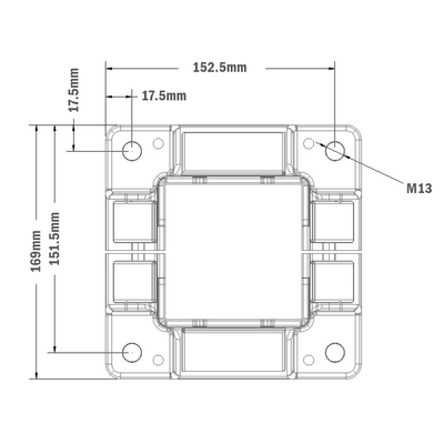 33-9090-1 MODULAR SOLUTIONS FOOT<br>90MM X 90MM (4) SIDED FOOR W/12MM FLOOR ANCHOR HOLES